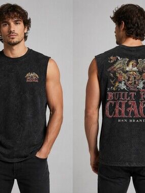 Nrw With Tags, Reason Black Mineral Wash Crewneck Tee with Branded Tag 0014
